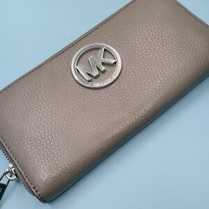 Michael Kors Taupe Wallet with Silver Logo